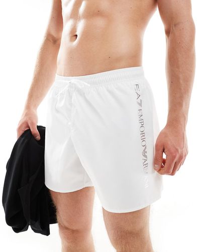 Armani - Pantaloncini da bagno bianchi con logo laterale verticale - EA7 - Modalova