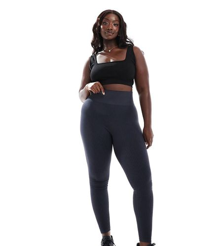 Curve - Icon - Leggings da palestra blu navy a coste senza cuciture - ASOS - Modalova