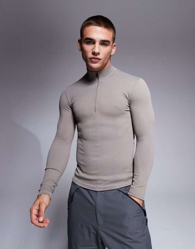 Ski - Top base layer termico color argilla senza cuciture con zip corta - ASOS - Modalova