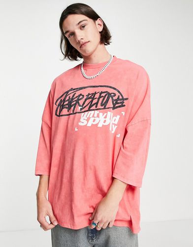 ASOS - Unrvlld Spply - T-shirt super oversize rosa lavaggio acido con logo - ASOS DESIGN - Modalova
