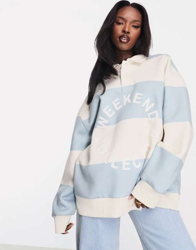 Felpa stile rugby a righe blu e crema a righe - ASOS WEEKEND COLLECTIVE - Modalova