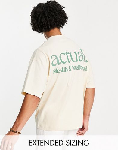 ASOS Actual - T-shirt oversize écru con logo "Health & Wellbeing" sul retro - ASOS DESIGN - Modalova