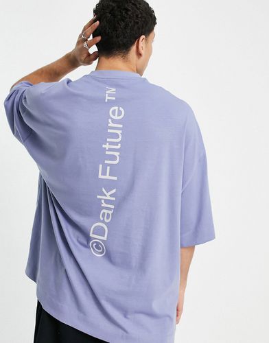 ASOS - Dark Future - T-shirt super oversize in jersey pesante spazzolato con stampa con logo, colore - ASOS DESIGN - Modalova