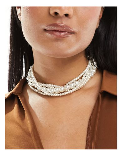 Collana multifilo con perle di vetro - ASOS DESIGN - Modalova
