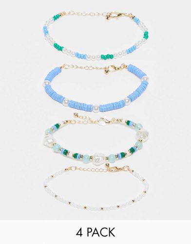 Confezione da 4 braccialetti con perline miste - ASOS DESIGN - Modalova