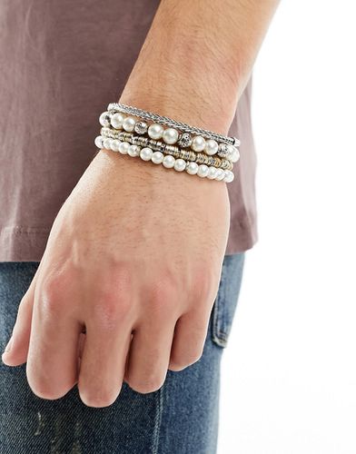 Confezione da 4 bracciali con perle miste - ASOS DESIGN - Modalova