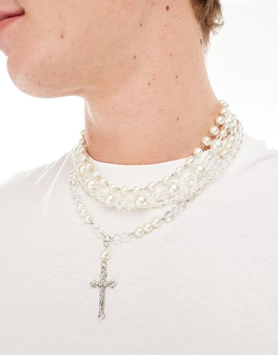 Confezione da 4 collane con perle e croce - ASOS DESIGN - Modalova