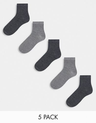 Confezione da 5 paia di calzini grigi - ASOS DESIGN - Modalova
