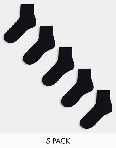 Confezione da 5 paia di calzini neri con suola in spugna - ASOS DESIGN - Modalova