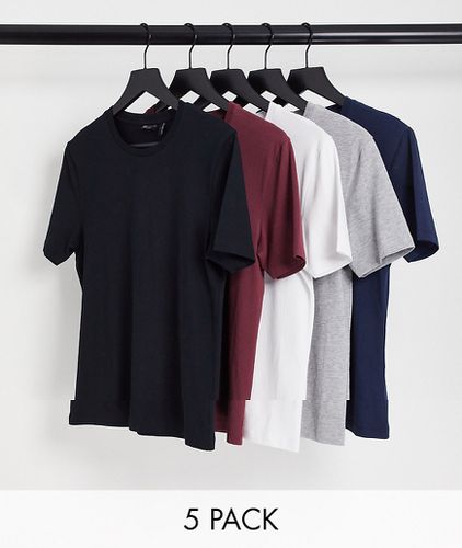 Confezione da 5 T-shirt attillate girocollo in colorazioni multiple - ASOS DESIGN - Modalova