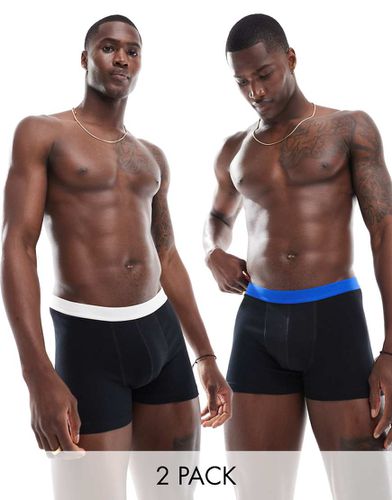 Confezione da 2 boxer aderenti neri con fascia in vita a contrasto - ASOS DESIGN - Modalova