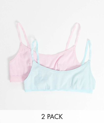 Confezione da 2 brassière in cotone colori pastello a coste - ASOS DESIGN - Modalova