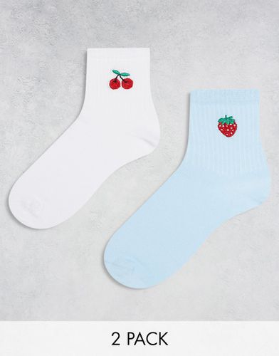 Confezione da 2 paia di calzini con frutta ricamata - ASOS DESIGN - Modalova
