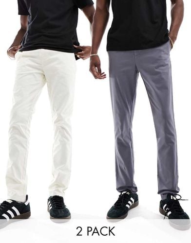 Confezione da 2 paia di chino skinny bianco sporco e antracite - ASOS DESIGN - Modalova