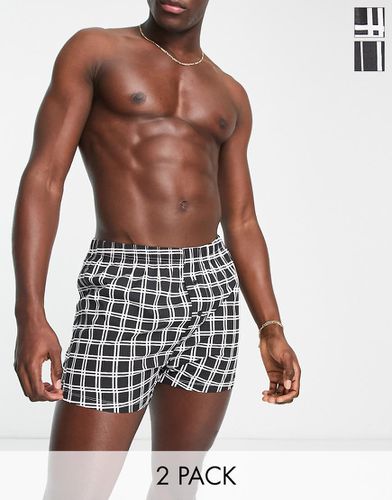 Confezione da 2 paia di boxer neri a righe e quadri - ASOS DESIGN - Modalova