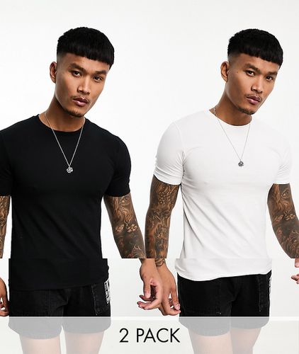 Confezione da 2 T-shirt attillate girocollo nera e bianca - ASOS DESIGN - Modalova