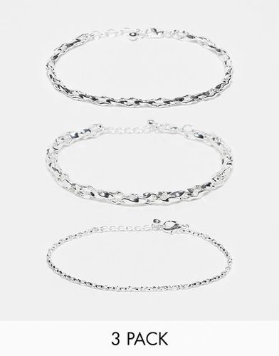 Confezione da 3 bracciali argentati - ASOS DESIGN - Modalova