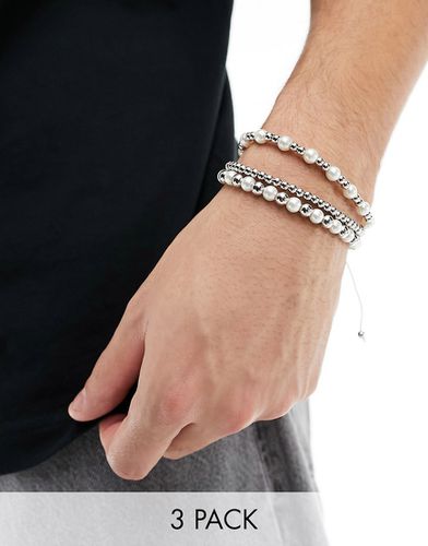 Confezione da 3 bracciali con perle sintetiche - ASOS DESIGN - Modalova
