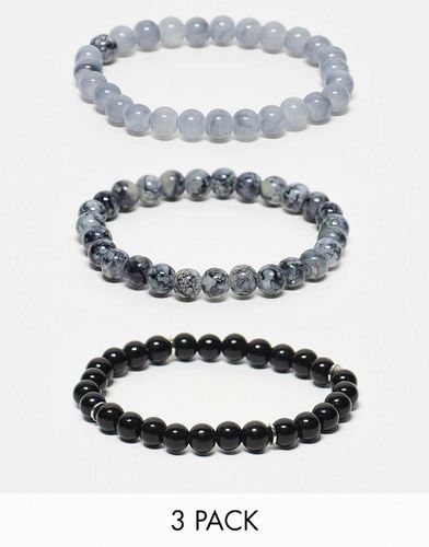 Confezione da 3 bracciali con perline monocromatici - ASOS DESIGN - Modalova