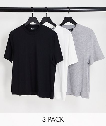 Confezione da 3 T-shirt girocollo nera, bianca e grigio mélange - ASOS DESIGN - Modalova