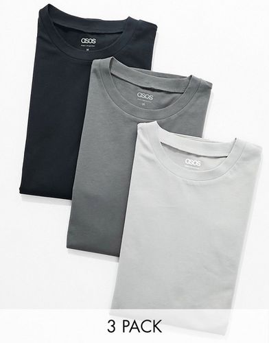 Confezione da 3 T-shirt girocollo vestibilità comoda in colorazioni multiple - ASOS DESIGN - Modalova