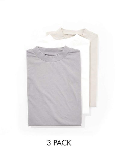 Confezione da 3 t-shirt oversize accollate in colorazioni multiple - ASOS DESIGN - Modalova