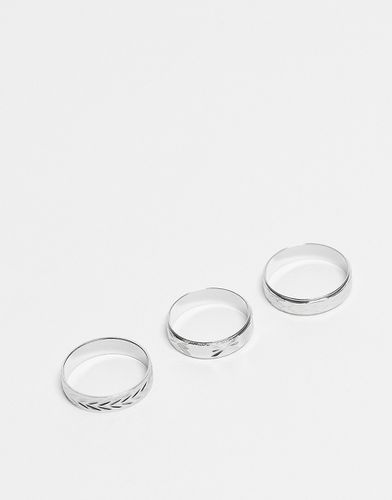 Confezione da tre anelli a fascia testurizzati color - ASOS DESIGN - Modalova