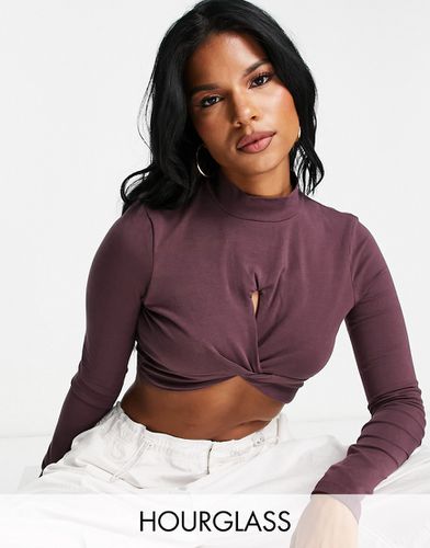 Coppe Grandi - Crop top color melanzana con cut-out e incrocio sul davanti - ASOS DESIGN - Modalova