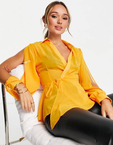 Camicia trasparente a portafoglio arancione slavato con maniche con spacco - ASOS DESIGN - Modalova