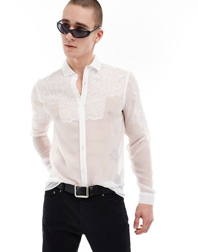 Camicia bianca trasparente con ricamo floreale - ASOS DESIGN - Modalova