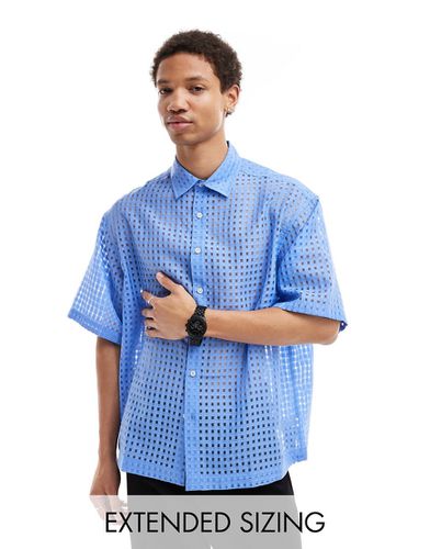 Camicia trasparente squadrata oversize a maniche corte con motivo a quadretti, colore - ASOS DESIGN - Modalova