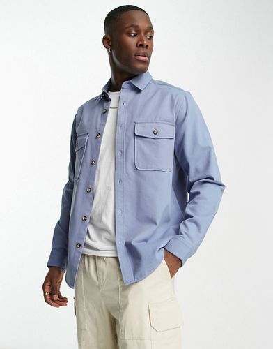 Camicia giacca in cotone azzurra - ASOS DESIGN - Modalova
