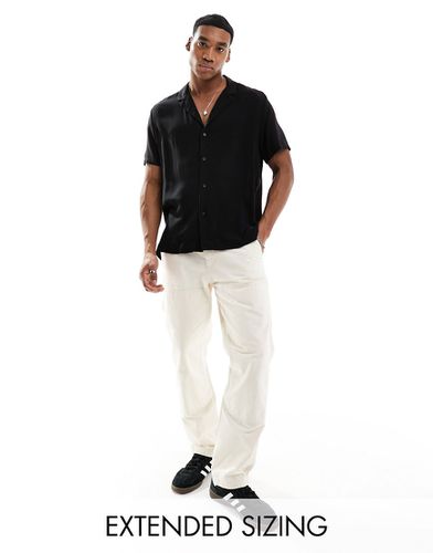 Camicia in viscosa con vestibilità comoda e ampio colletto a rever nera - ASOS DESIGN - Modalova