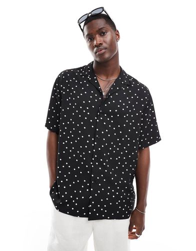 Camicia nera a pois con rever comodo - ASOS DESIGN - Modalova