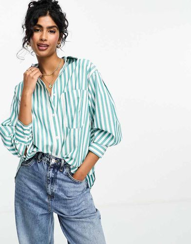 Camicia oversize verde a righe - ASOS DESIGN - Modalova