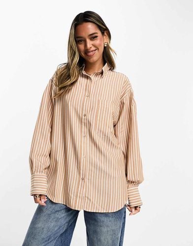 Camicia oversize color pietra a righe miste - ASOS DESIGN - Modalova