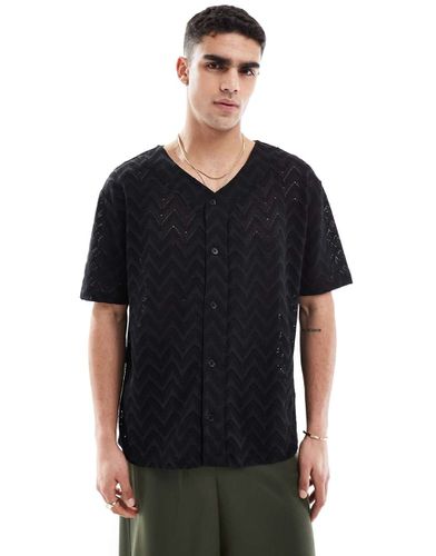 Camicia oversize stile baseball traforata - ASOS DESIGN - Modalova