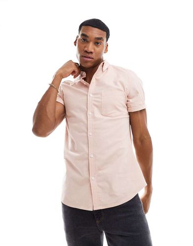 Camicia Oxford slim a maniche corte chiaro - ASOS DESIGN - Modalova