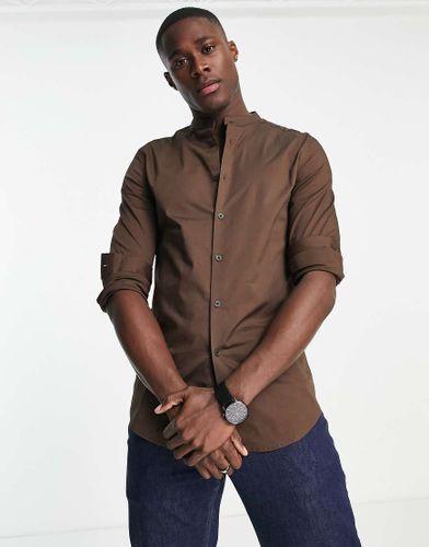 Camicia skinny con collo serafino - ASOS DESIGN - Modalova