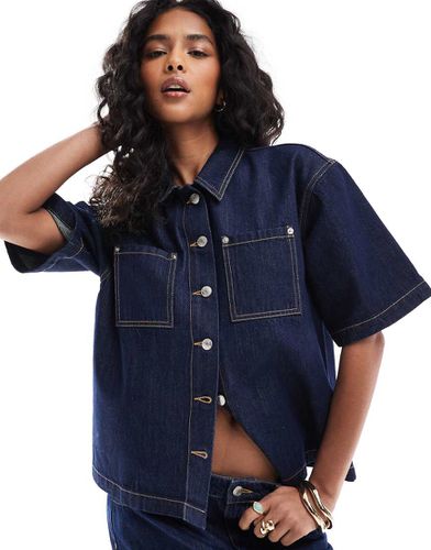 Camicia squadrata in denim indaco - ASOS DESIGN - Modalova