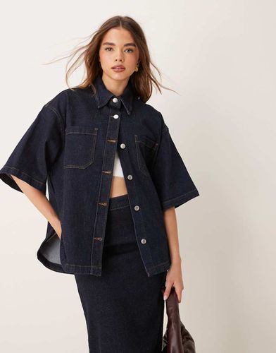 Camicia squadrata in denim indaco - ASOS DESIGN - Modalova