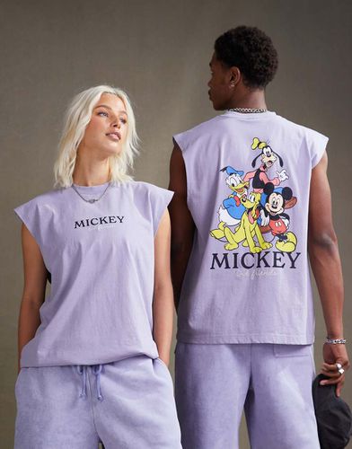 Canotta unisex oversize viola slavato con stampa Disney di Topolino e amici - ASOS DESIGN - Modalova