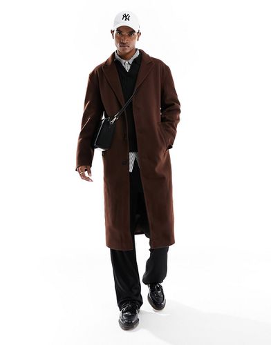 Cappotto comodo effetto lana marrone - ASOS DESIGN - Modalova