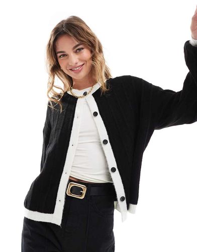 Cardigan comodo con maniche a sbuffo e dettagli avorio a contrasto - ASOS DESIGN - Modalova