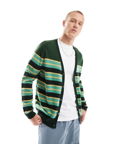 Cardigan oversize in maglia a righe verdi - ASOS DESIGN - Modalova