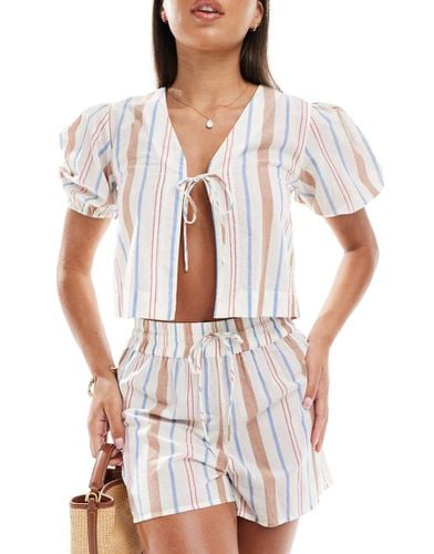 Carrie - Top da spiaggia in cotone a righe con laccio sul davanti - ASOS DESIGN - Modalova