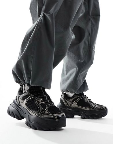 Chunky sneakers nere con pannelli metallizzati - ASOS DESIGN - Modalova