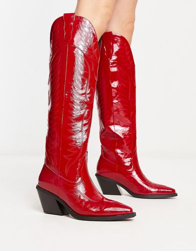 Chester - Stivali al ginocchio stile western rossi con cuciture a contrasto - ASOS DESIGN - Modalova