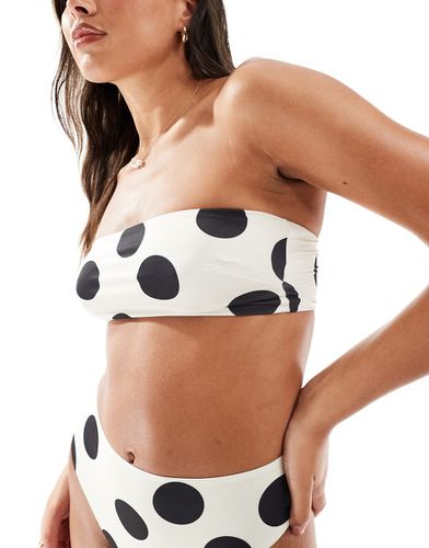 Cindy - Top bikini a fascia con stampa a pois monocromatica - ASOS DESIGN - Modalova