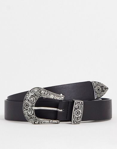 Cintura per vita e fianchi nera con fibbia western color argento antico - ASOS DESIGN - Modalova